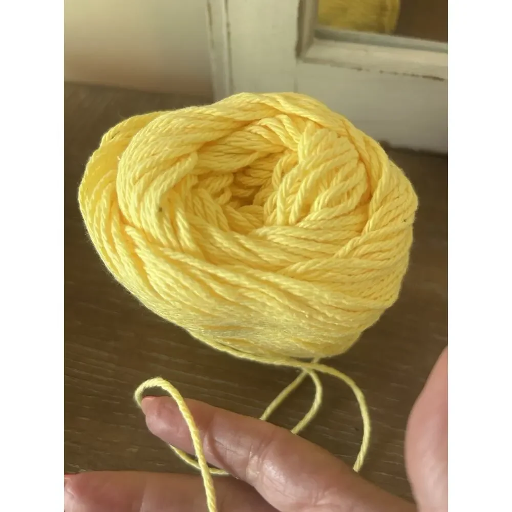 Vtg Mixed Lot Of 4 Yarn Skeins Acrylic Cotton? Saffron Mustard Yellow Off White